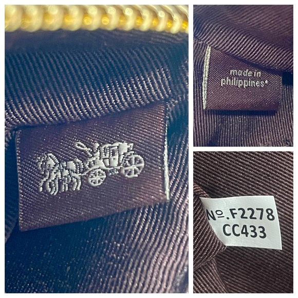 COACH Corner Zip Wristlet In Signature Canvas With Hedgehog Print Gold/Brown NWT - Picture 3 of 9